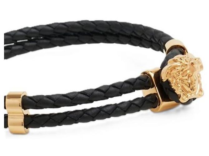 Versace Bracciale in pelle intrecciata Medusa Nero - vista 5