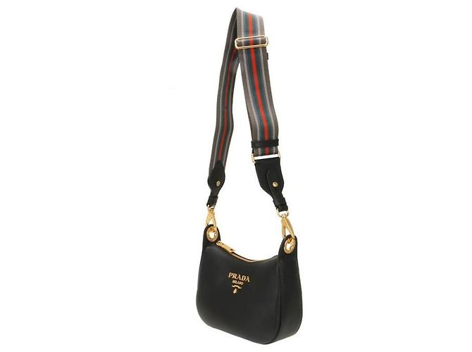 Prada Vitello Phoenix Schultertasche stamp: YOM Schwarz - Ansicht 2