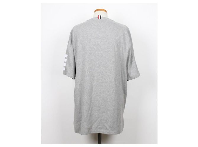 Thom Browne Gestreiftes Kurzarm-T-Shirt aus Baumwolle Grau Braun - Ansicht 2