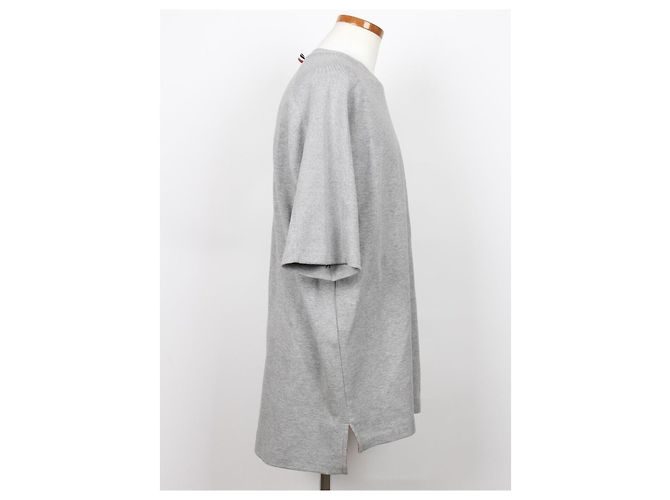 Thom Browne Gestreiftes Kurzarm-T-Shirt aus Baumwolle Grau Braun - Ansicht 4