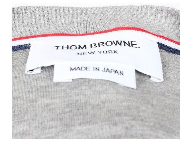 Thom Browne Gestreiftes Kurzarm-T-Shirt aus Baumwolle Grau Braun - Ansicht 6