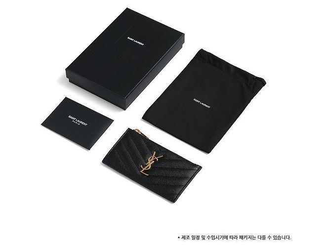 Saint Laurent Tarjetero Monogram Gold Zip Wallet Black Negro - vista 10