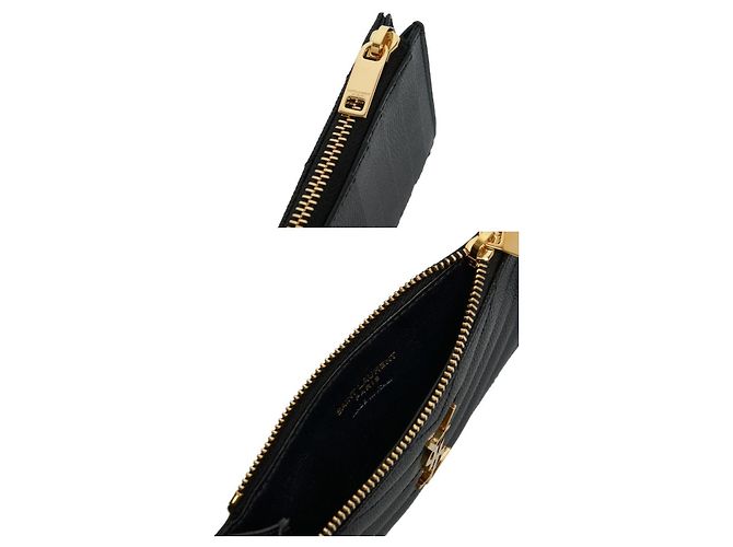 Saint Laurent Tarjetero Monogram Gold Zip Wallet Black Negro - vista 8