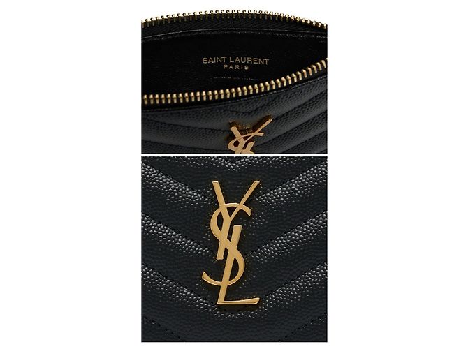 Saint Laurent Tarjetero Monogram Gold Zip Wallet Black Negro - vista 9