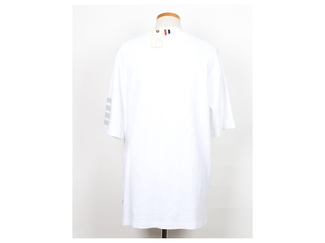 Thom Browne Baumwoll-T-Shirt mit diagonalem Armband, kurze Ärmel, Weiß - Ansicht 2