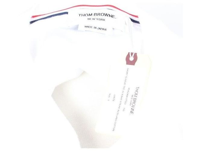 Thom Browne Baumwoll-T-Shirt mit diagonalem Armband, kurze Ärmel, Weiß - Ansicht 6