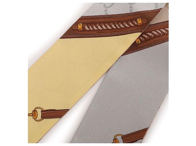 Gucci Foulard a nastro in seta stampata Marrone - vista 6