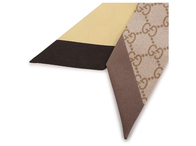 Gucci Foulard a nastro in seta stampata Marrone - vista 7