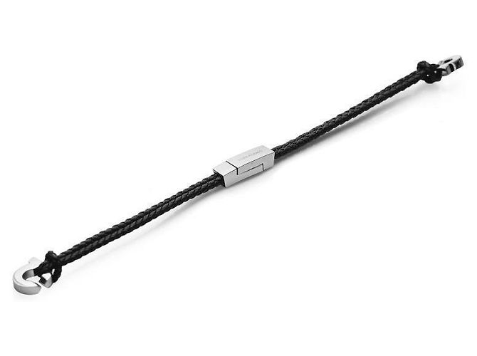 Salvatore Ferragamo Gancini Interwound Braid Small Black Leather Bracelet - view 6