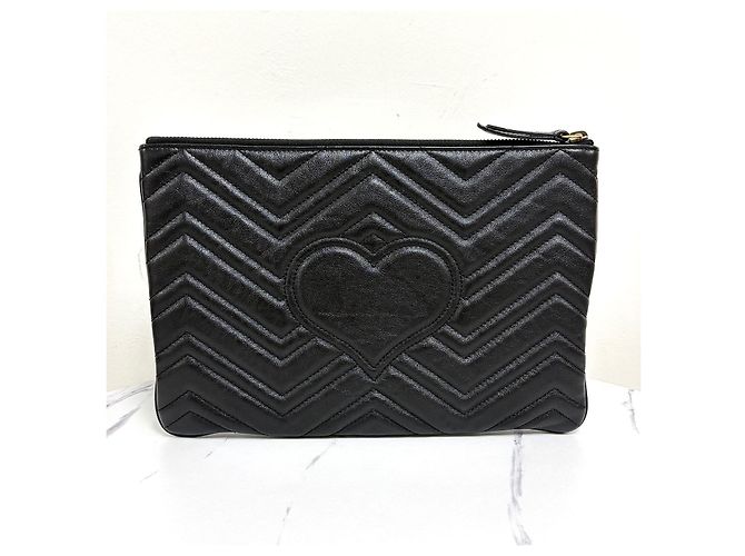 Gucci Borsa a Pochette Matelassé Nera Nero - vista 3