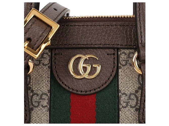 Gucci Mala Tote Ophidia Small com pega superior Marrom - vista 9