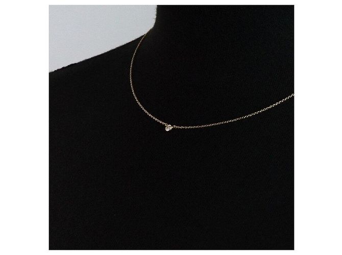 Tiffany & Co Collana con pendente in oro giallo e singolo diamante - vista 3