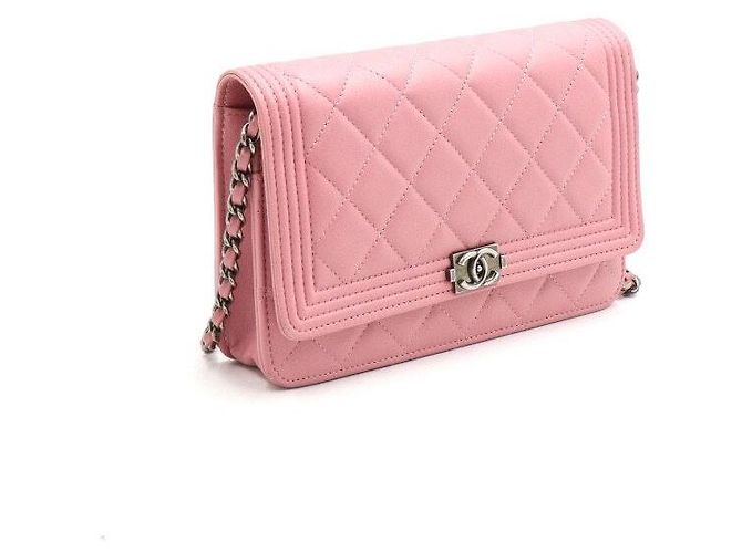 Borsa a tracolla Boy Chanel WOC in pelle rosa - vista 3