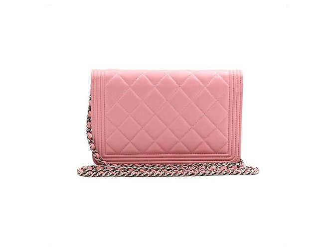 Borsa a tracolla Boy Chanel WOC in pelle rosa - vista 4