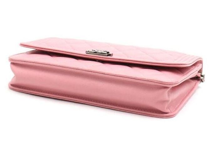 Borsa a tracolla Boy Chanel WOC in pelle rosa - vista 7