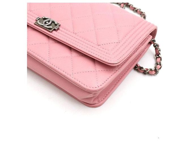 Borsa a tracolla Boy Chanel WOC in pelle rosa - vista 8