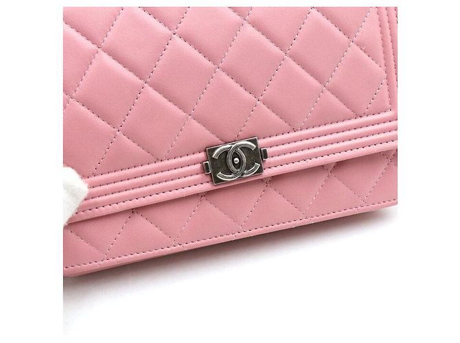 Borsa a tracolla Boy Chanel WOC in pelle rosa - vista 9