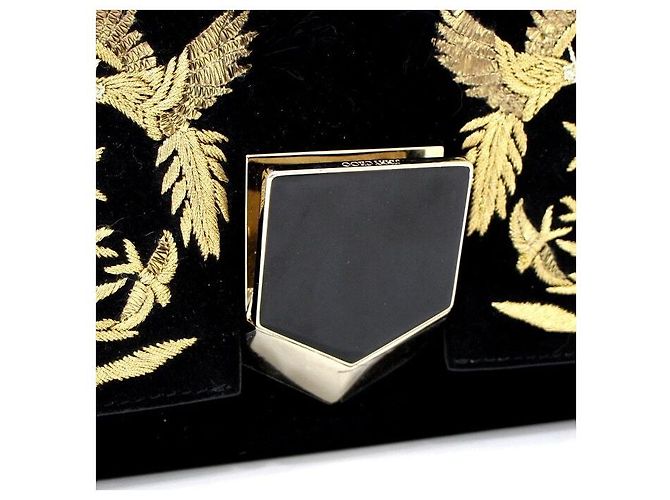 Jimmy Choo Borsa a spalla e borsa a tracolla in camoscio nero ricamato Rocket con catena dorata - vista 4