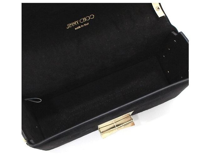 Jimmy Choo Borsa a spalla e borsa a tracolla in camoscio nero ricamato Rocket con catena dorata - vista 5