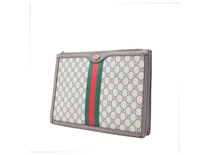 Gucci Borsa a Pochette Portfolio Ophidia GG Supreme Marrone - vista 2