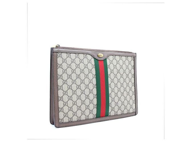 Gucci Borsa a Pochette Portfolio Ophidia GG Supreme Marrone - vista 3