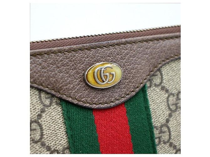 Gucci Borsa a Pochette Portfolio Ophidia GG Supreme Marrone - vista 4
