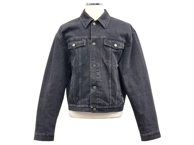 Gucci Giacca in denim nero lavato con patch a scritte Multicolore - vista 4