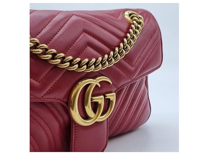 Gucci Borsa a tracolla con catena Marmont Matelassé Rosso - vista 10