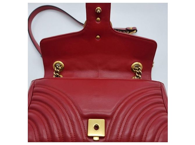 Gucci Borsa a tracolla con catena Marmont Matelassé Rosso - vista 11
