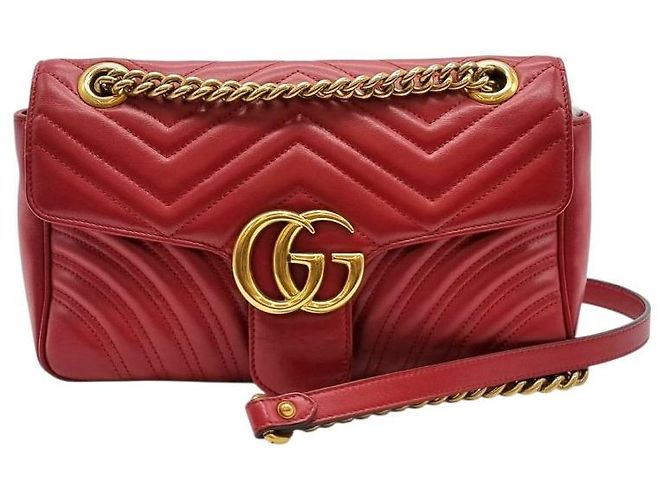 Gucci Borsa a tracolla con catena Marmont Matelassé Rosso - vista 5