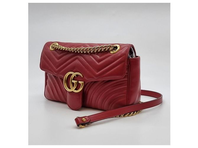Gucci Borsa a tracolla con catena Marmont Matelassé Rosso - vista 6