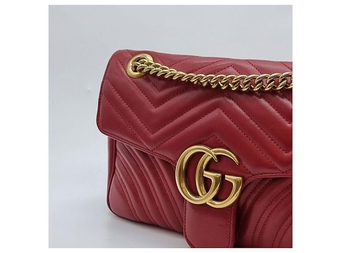 Gucci Borsa a tracolla con catena Marmont Matelassé Rosso - vista 7