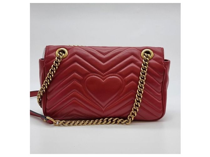 Gucci Borsa a tracolla con catena Marmont Matelassé Rosso - vista 8