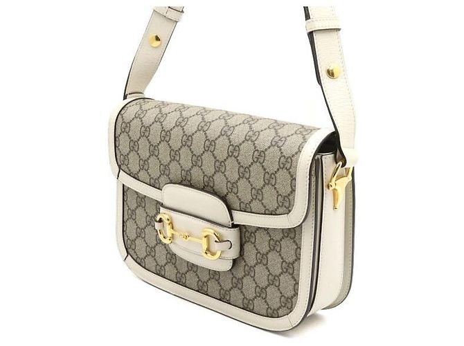 Horsebit 1955 Gucci Borsa a tracolla Horsebit White GG Supreme Canvas - vista 2