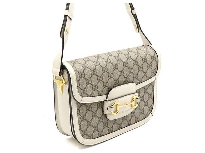 Horsebit 1955 Gucci Borsa a tracolla Horsebit White GG Supreme Canvas - vista 3