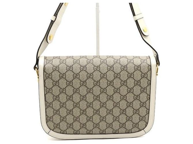 Horsebit 1955 Gucci Borsa a tracolla Horsebit White GG Supreme Canvas - vista 4