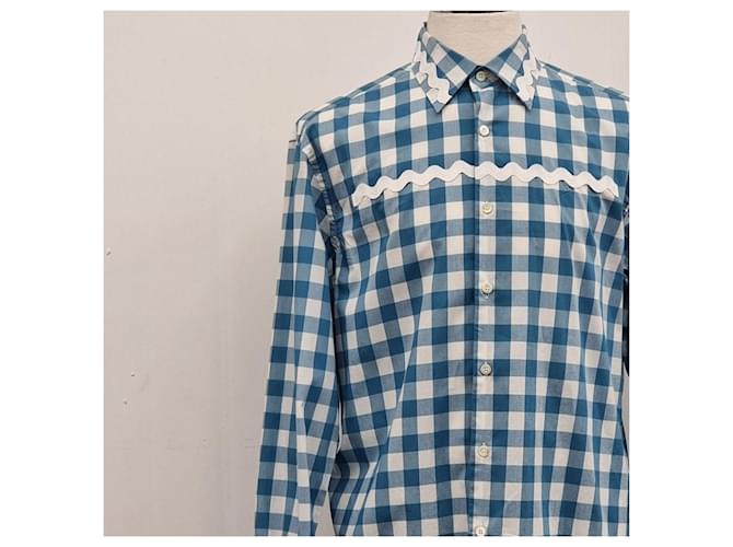 Prada Camicia in cotone bianca da uomo Blu - vista 5
