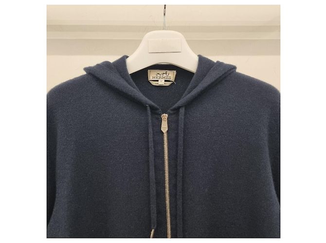 Hermès Giacca con cappuccio e zip in cashmere Nero - vista 5