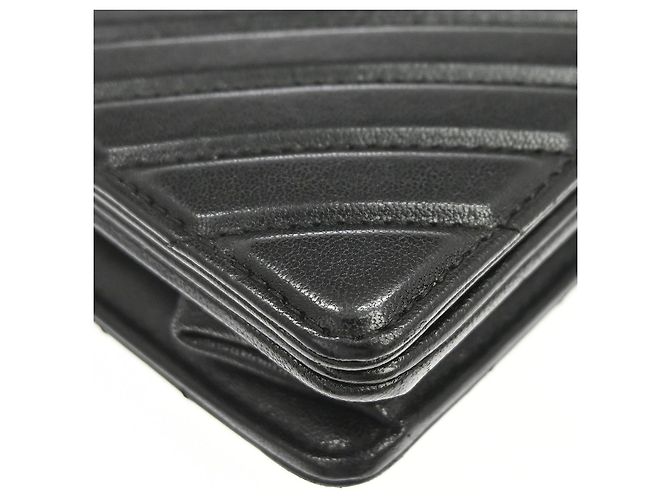 Chanel Collar and Tie Flap Chevron Sheepskin Small Nero - vista 6