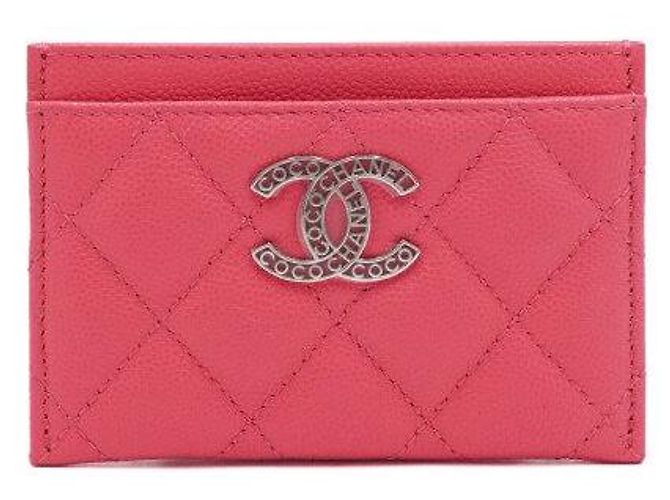 Chanel Tarjetero de piel caviar rosa - vista 2