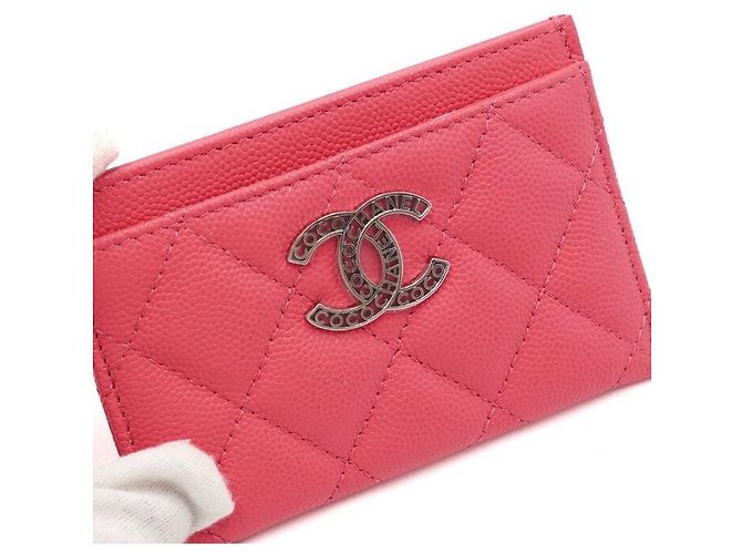 Chanel Tarjetero de piel caviar rosa - vista 5
