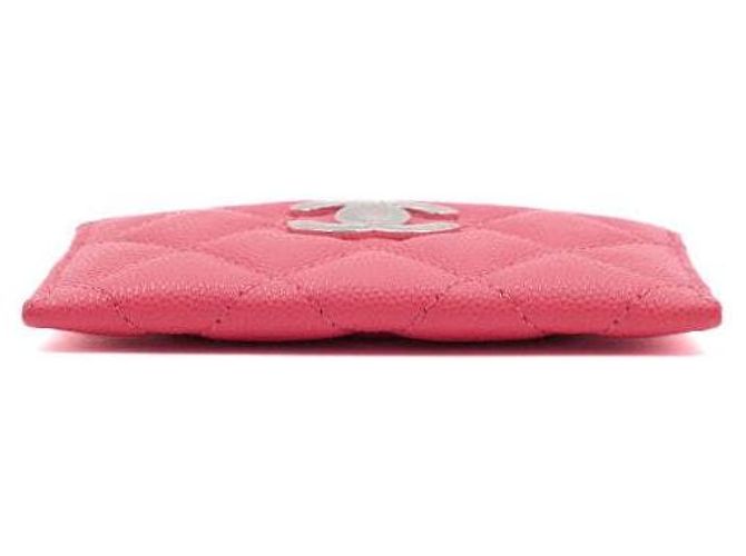 Chanel Tarjetero de piel caviar rosa - vista 7