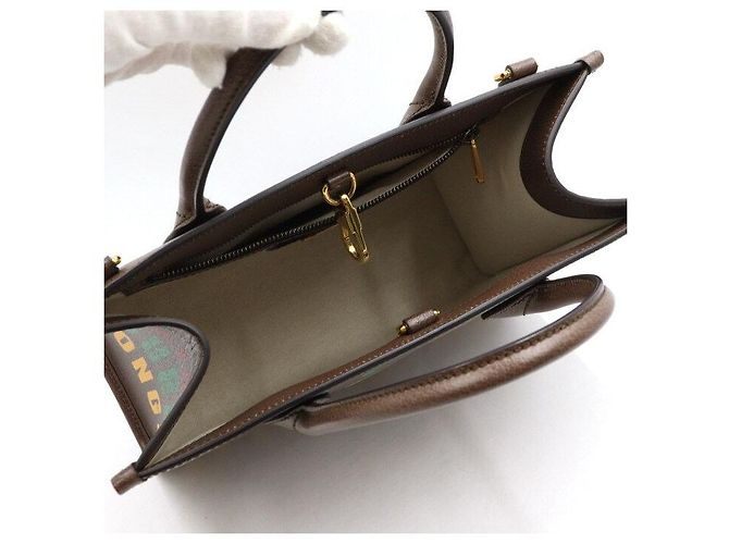 Gucci Picca borsa tote e borsa a tracolla in pelle marrone con logo a lettere - vista 5