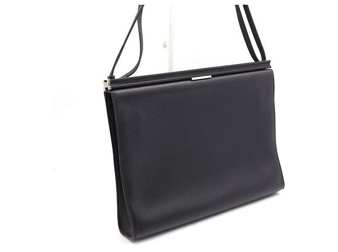 Hermès Borsa a tracolla Clic in pelle di vitello Evergrain nera e indaco Nero - vista 3