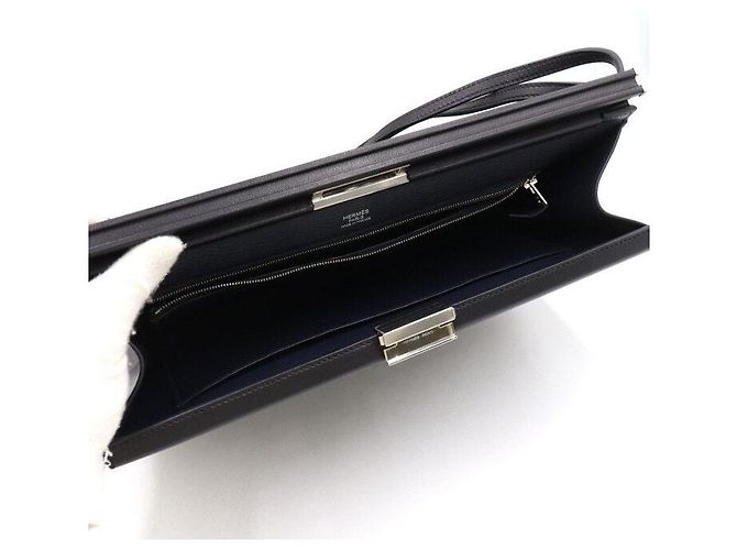 Hermès Borsa a tracolla Clic in pelle di vitello Evergrain nera e indaco Nero - vista 5