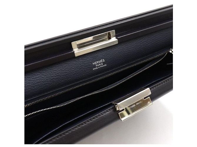 Hermès Borsa a tracolla Clic in pelle di vitello Evergrain nera e indaco Nero - vista 6