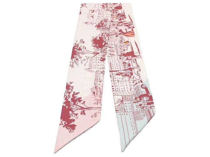 Hermès Seiden-Twilly-Schal l'Ombre des Boulevards Rot - Ansicht 3
