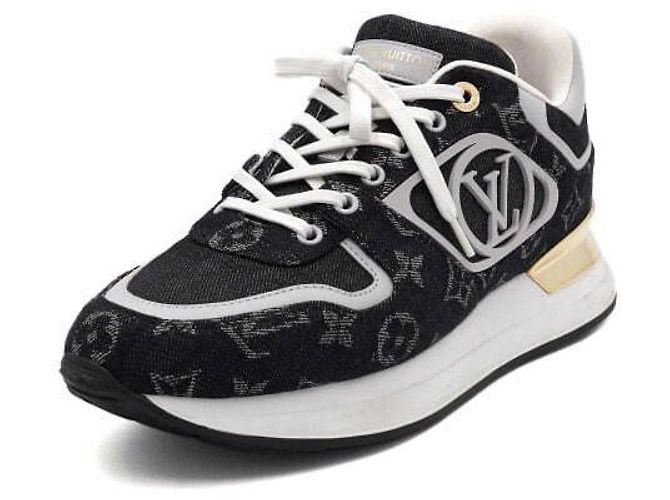 Louis Vuitton Sneakers Neo Runaway in denim nero e oro - vista 2