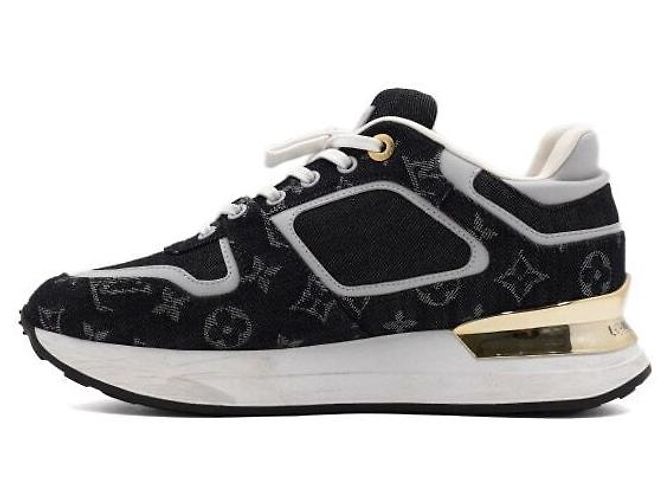 Louis Vuitton Sneakers Neo Runaway in denim nero e oro - vista 4