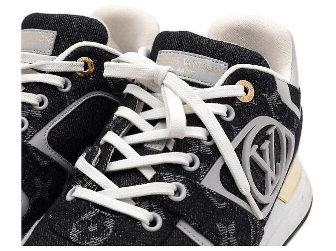Louis Vuitton Sneakers Neo Runaway in denim nero e oro - vista 5